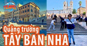 Quảng trường Tây Ban Nha danh tiếng với Spanish Steps và nhà thờ Trinità dei Monti ở Ý